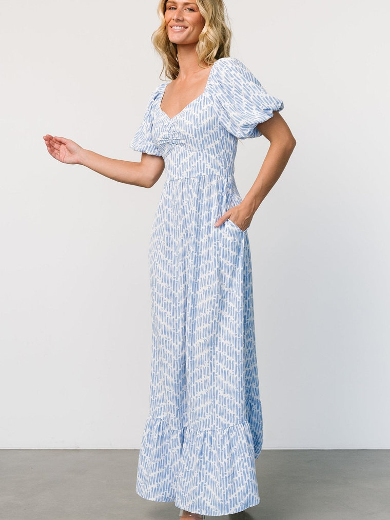 Durban Maxi Dress | Dusty Blue Print 5
