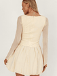 Elowin Long Sleeve Bubble Hem Mini Dress Cream - thumbnail 2