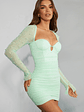 Embellished Long Sleeve Mini Dress in Mint - thumbnail 9