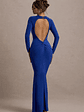 Donna | Cobalt Blue Long-Sleeved Open-Back Maxi Dress - thumbnail 2
