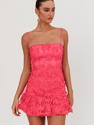 Dori Embellished Mini Dress Palm Tree Pink