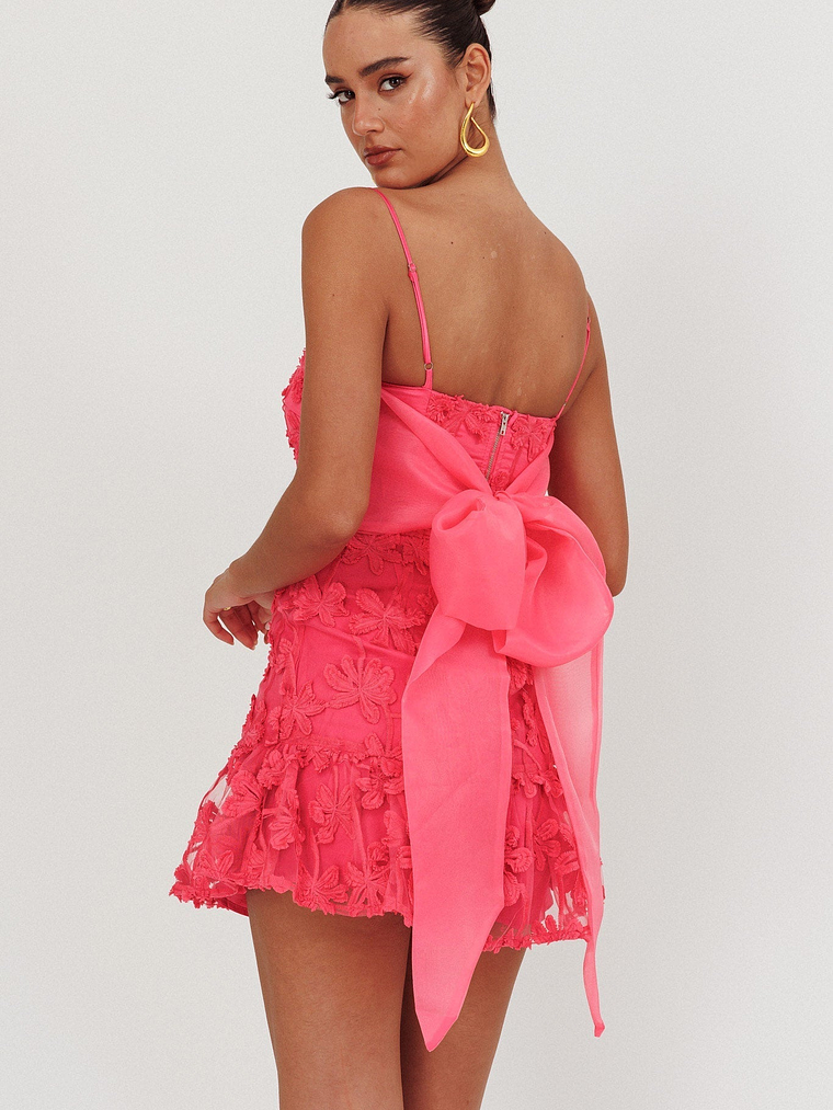 Dori Embellished Mini Dress Palm Tree Pink 2