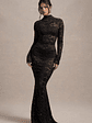 Delevingne | Black Lace Sheer Long-Sleeve Maxi Dress - thumbnail 6