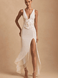 Embellished Plunge Ruffled Corset Maxi Dress in Ivory - thumbnail 1