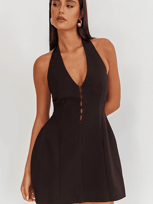 Elisabet Halter Neck Mini Dress Black