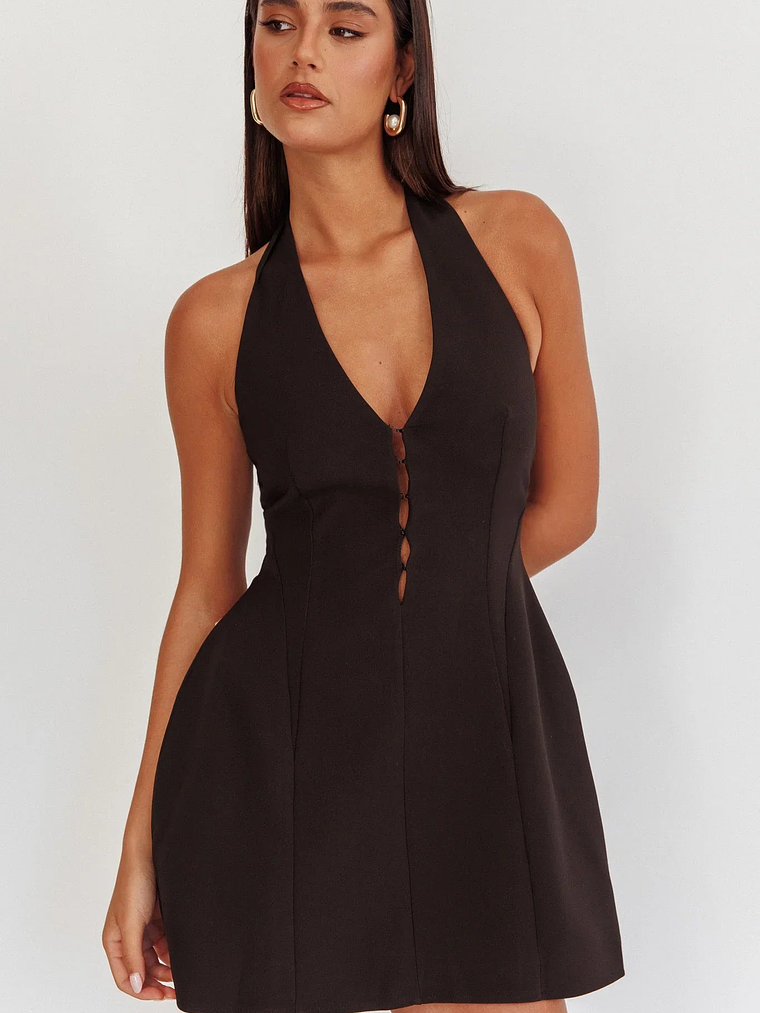 Elisabet Halter Neck Mini Dress Black 1