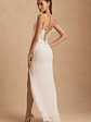 Embellished Plunge Ruffled Corset Maxi Dress in Ivory - thumbnail 2