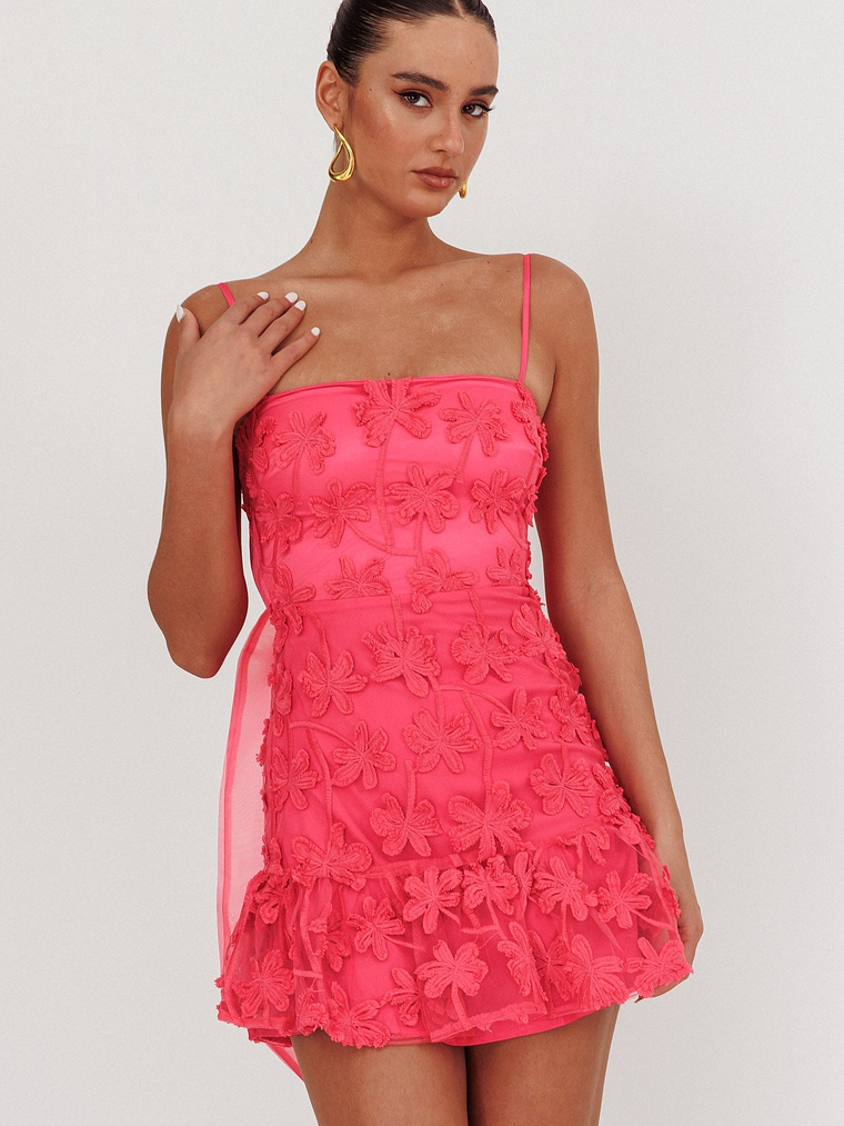 Dori Embellished Mini Dress Palm Tree Pink 5