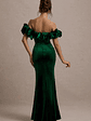 Esmeralda | Bottle Green Velvet Structured Ruffled Bardot Maxi Dress - thumbnail 2