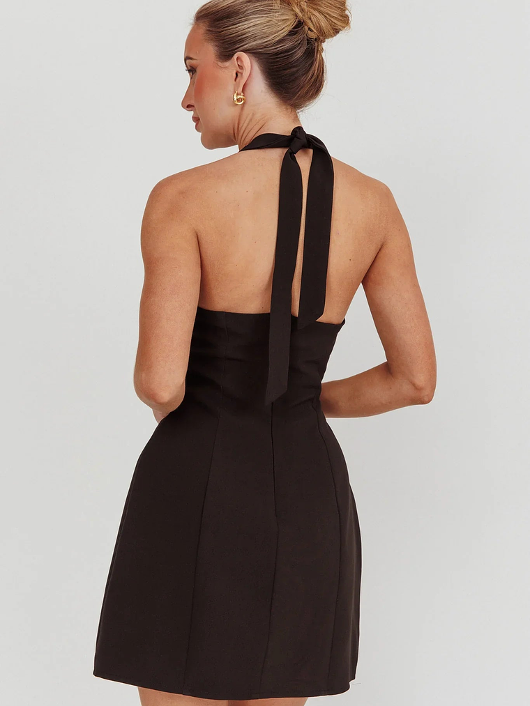 Elisabet Halter Neck Mini Dress Black 3