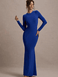 Donna | Cobalt Blue Long-Sleeved Open-Back Maxi Dress - thumbnail 5