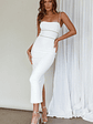 Esperance Diamante Trim Midi Dress White - thumbnail 1