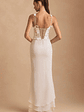 Embellished Plunge Ruffled Corset Maxi Dress in Ivory - thumbnail 6
