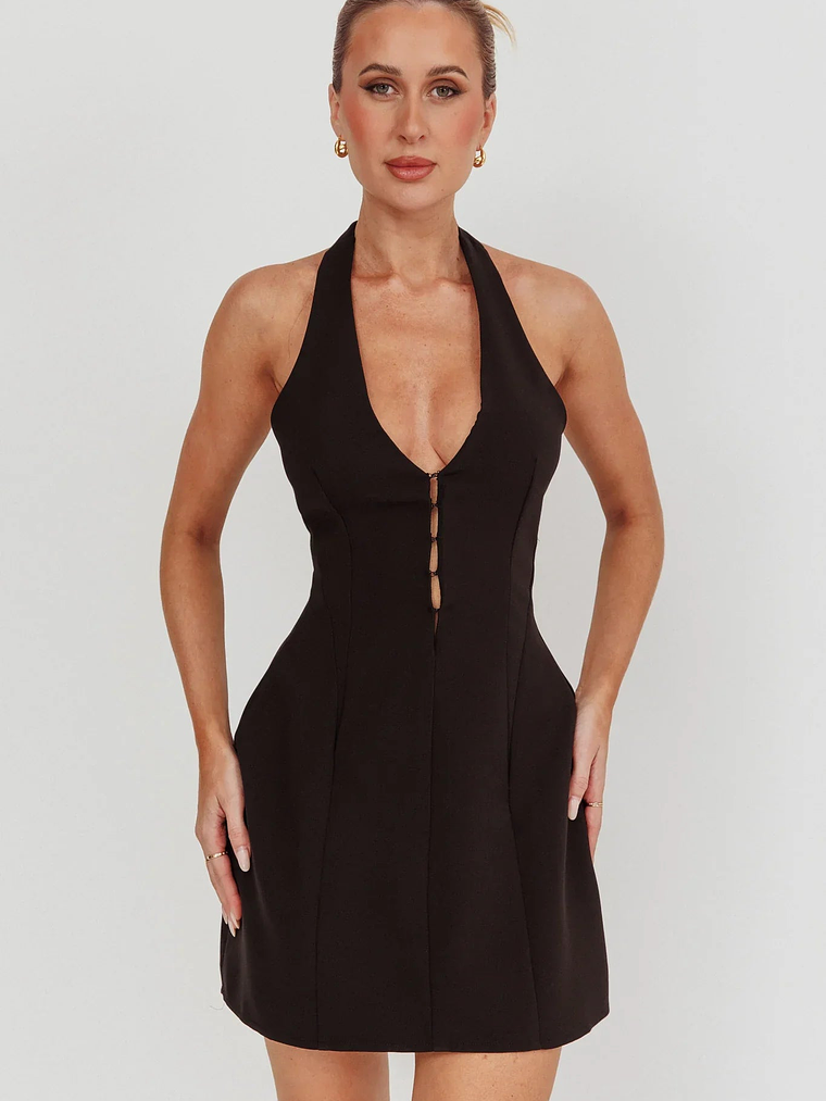 Elisabet Halter Neck Mini Dress Black 6