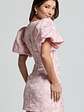 Diana Mini Dress Jacquard Short Sleeve Cut Out Dress in Light Pink - thumbnail 4
