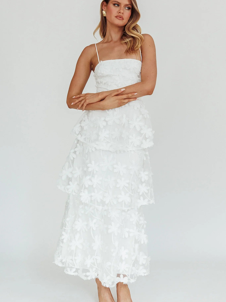 Dori Floral Embellished Maxi Dress White 1