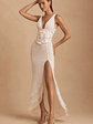 Embellished Plunge Ruffled Corset Maxi Dress in Ivory - thumbnail 8