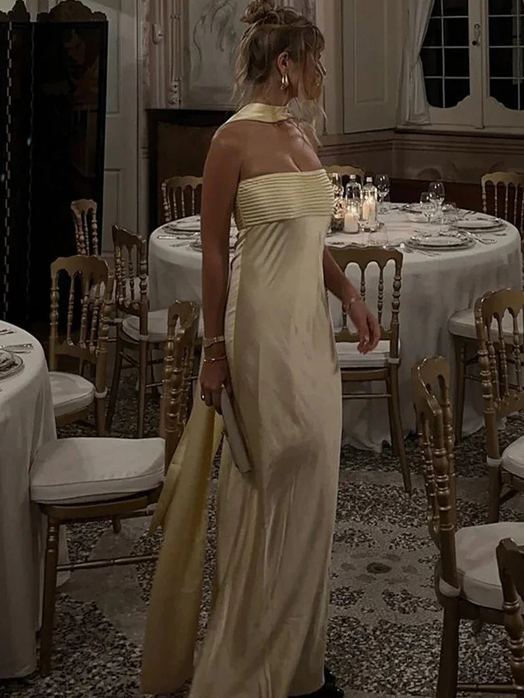 Elsa Scarf Satin Maxi Dress 9