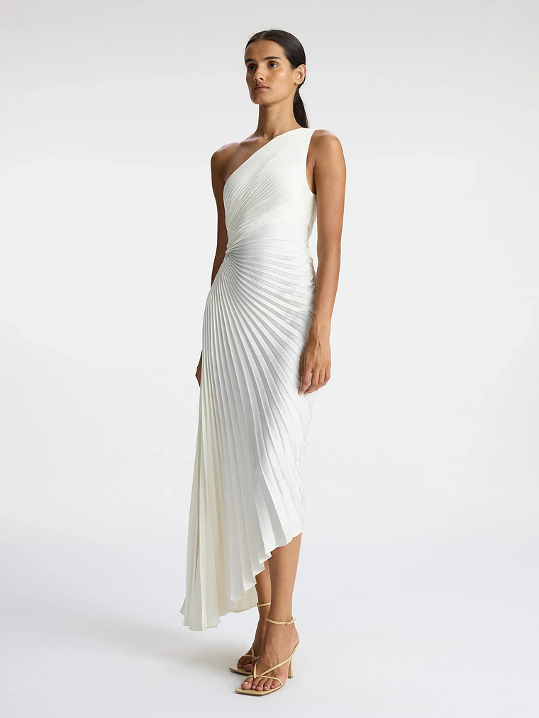 Delfina Satin Pleated Dress 3