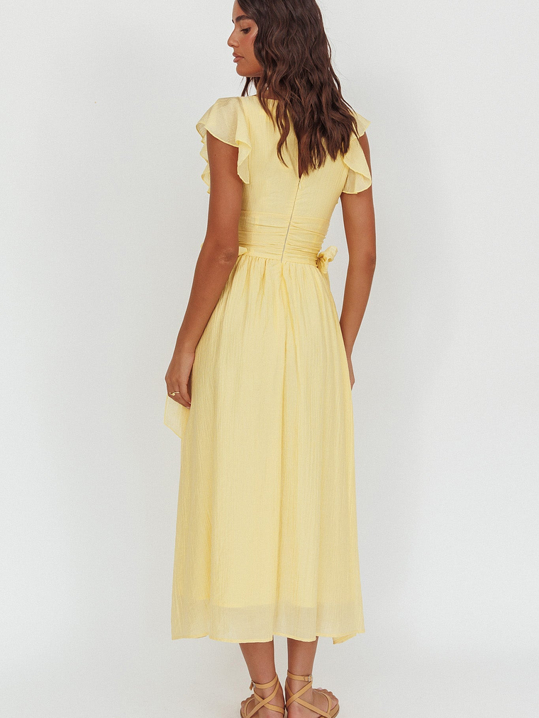 Elsewhere Waist Bows Maxi Dress Banana 3