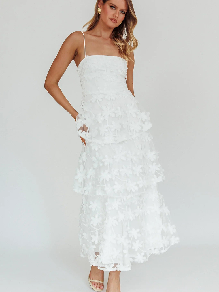 Dori Floral Embellished Maxi Dress White 5