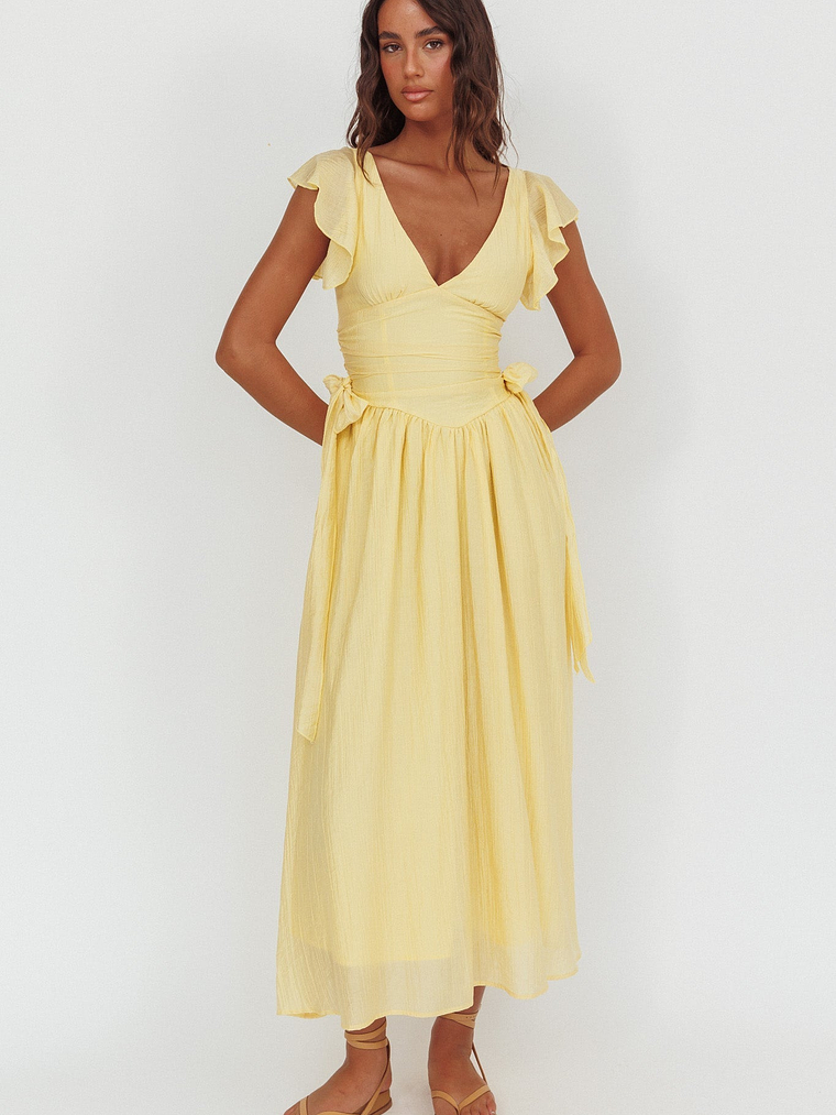 Elsewhere Waist Bows Maxi Dress Banana 4
