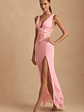 Embellished Plunge Ruffled Corset Maxi Dress in Pink - thumbnail 8