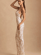 Embellished Scoop-Neck Backless Maxi Dress in Ivory - thumbnail 3