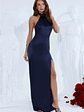 Effortless Luxe Halter Satin Maxi Dress Navy - thumbnail 4