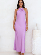 Delicate Dazzle Halter Satin Maxi Dress - thumbnail 3