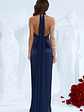 Effortless Luxe Halter Satin Maxi Dress Navy - thumbnail 7