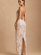 Embellished Scoop-Neck Backless Maxi Dress in Ivory - thumbnail 7