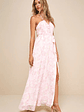 Effortlessly Abloom Light Pink Floral Ruched Halter Maxi Dress - thumbnail 4