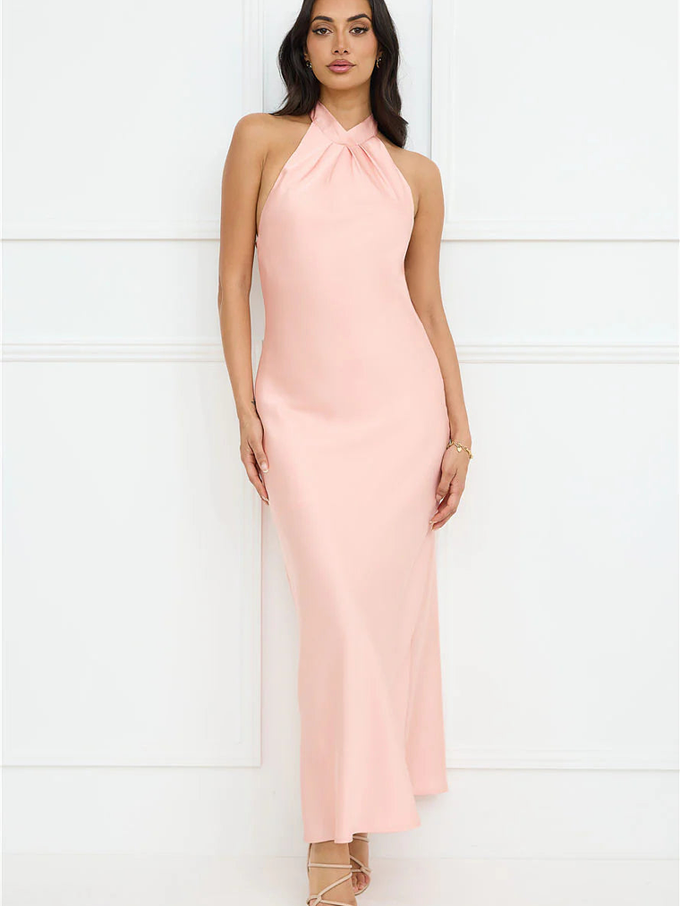 Delicate Dazzle Halter Satin Maxi Dress 7