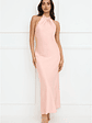 Delicate Dazzle Halter Satin Maxi Dress - thumbnail 7