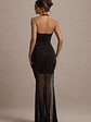 Diaz | Black Embellished Cowl-Neck Split Maxi Dress - thumbnail 2