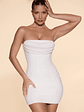 Embellished Strapless Cowl Neck Mini Dress in Ivory - thumbnail 5