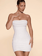 Embellished Strapless Cowl Neck Mini Dress in Ivory - thumbnail 6