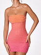 Embellished Strapless Mini Dress in Red and Orange Ombré - thumbnail 5