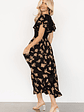 Estelle Smocked Midi Dress | Black + Tan Print - thumbnail 3
