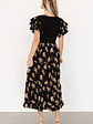 Estelle Smocked Midi Dress | Black + Tan Print - thumbnail 4