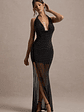 Diaz | Black Embellished Cowl-Neck Split Maxi Dress - thumbnail 6