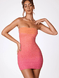 Embellished Strapless Mini Dress in Red and Orange Ombré - thumbnail 6