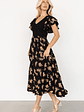 Estelle Smocked Midi Dress | Black + Tan Print - thumbnail 5