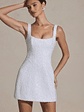Embellished Structured A-Line Mini Dress in White - thumbnail 1