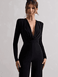 Elisha | Black Plunge-Neck Wide-Leg Jumpsuit - thumbnail 3