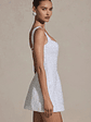 Embellished Structured A-Line Mini Dress in White - thumbnail 2