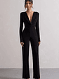 Elisha | Black Plunge-Neck Wide-Leg Jumpsuit - thumbnail 4