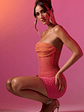 Embellished Strapless Mini Dress in Red and Orange Ombré - thumbnail 8