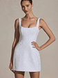 Embellished Structured A-Line Mini Dress in White - thumbnail 4